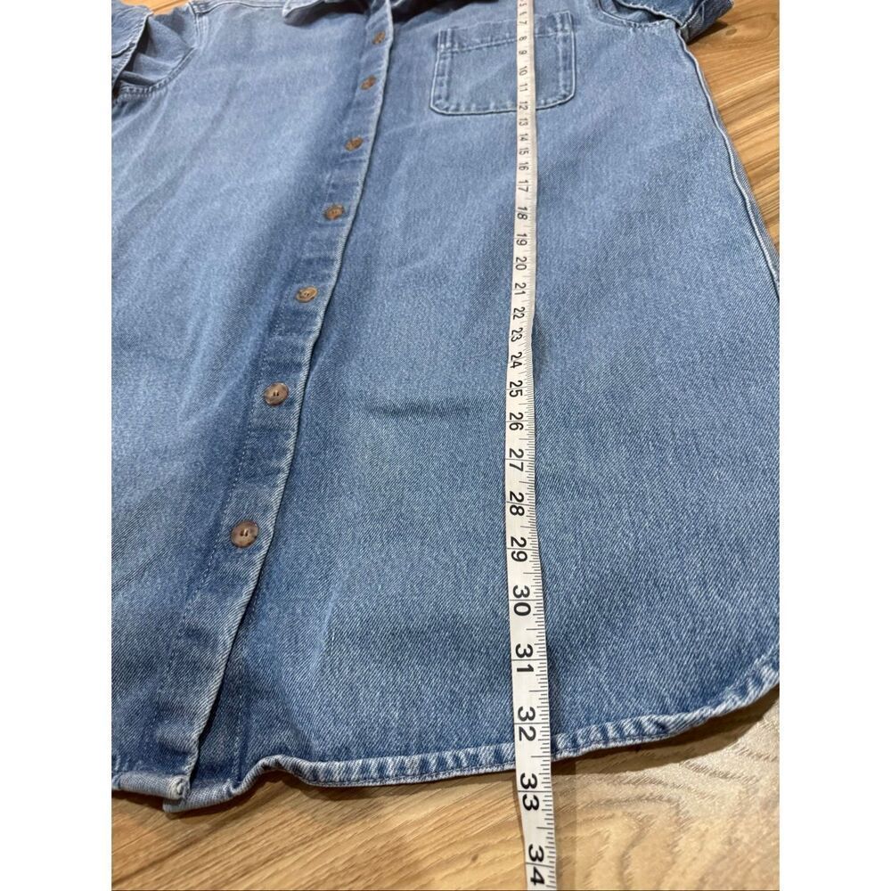 Sézane Denim Mini Short-Sleeve cotton Ana Shirt Dress oversized size 34 - Picture 9 of 9